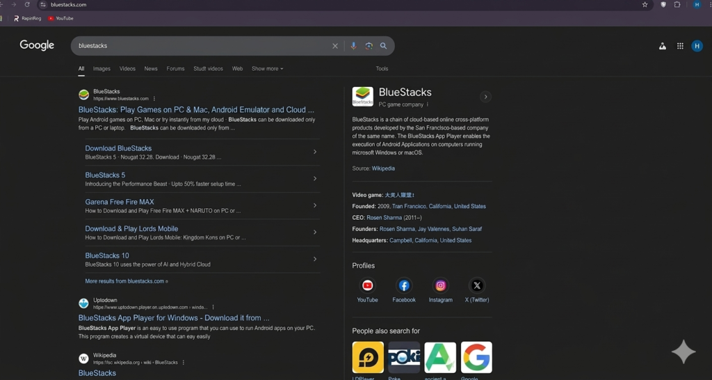 open Bluestacks website to play game
